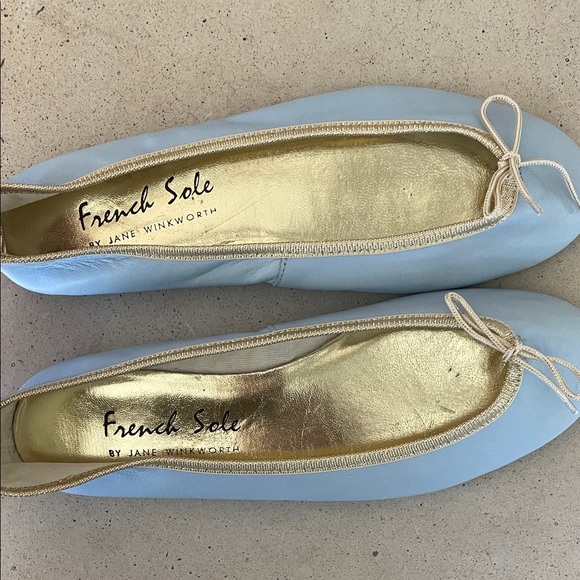 French Sole Sky Blue Ballet Flats - Picture 3 of 5